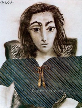 パブロ・ピカソ Painting - ジャクリーンの肖像 パブロ・ピカソ 1957年